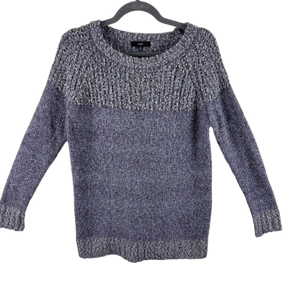 Fate Women's Gray/Purple Crew Neck Sweater